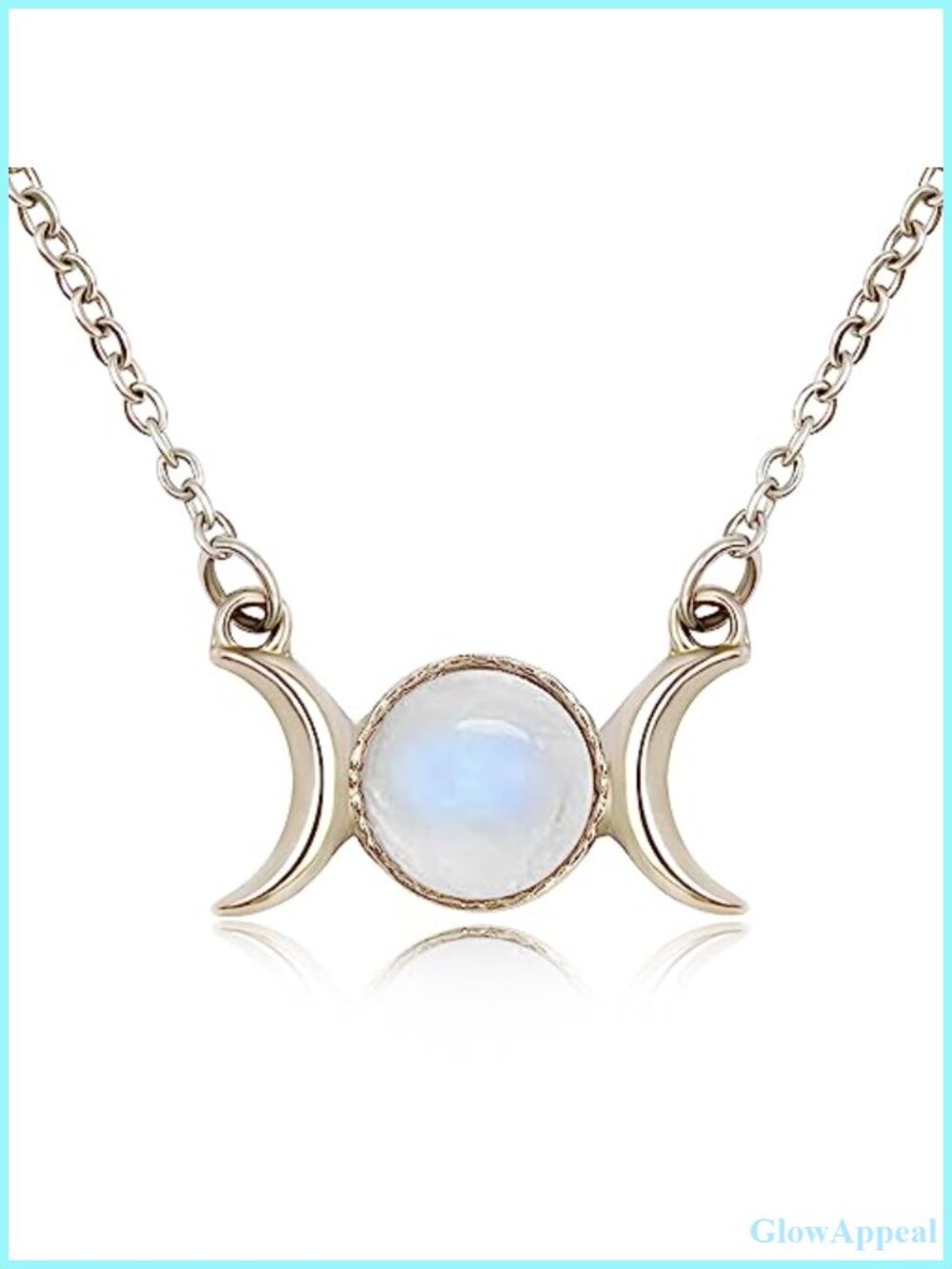 Triple Moon Goddess Opal Stainless Steel Necklace